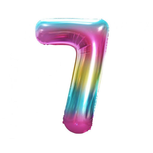 Picture of FOIL BALLOON NUMBER 7 RAINBOW 34 INCH